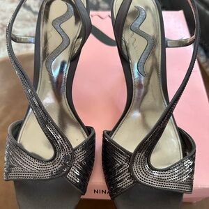Nina Shoes, Gunmetal Sequin, Size 9